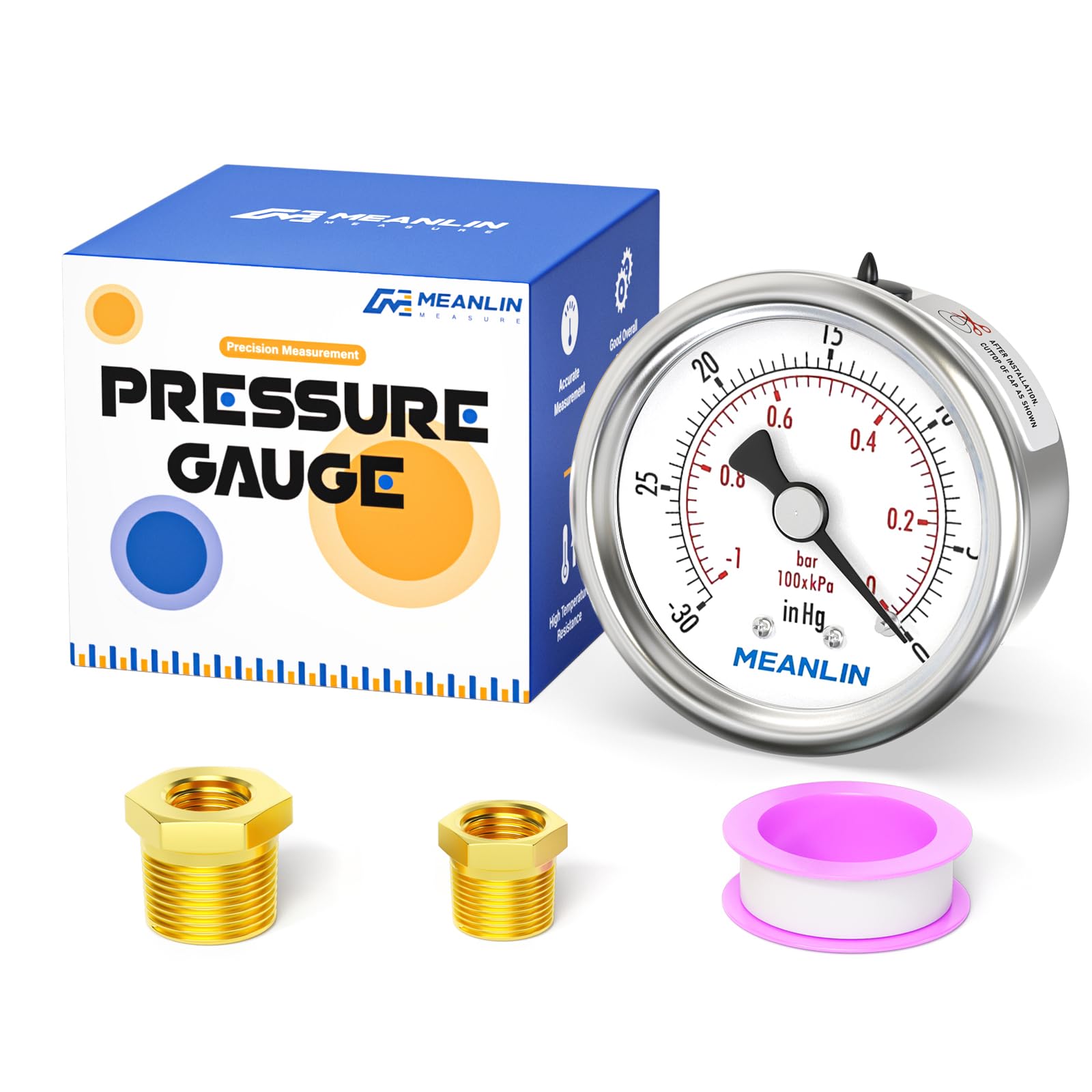 Stainless Steel Pressure Gauge - 0-100PSI Waterproof -28