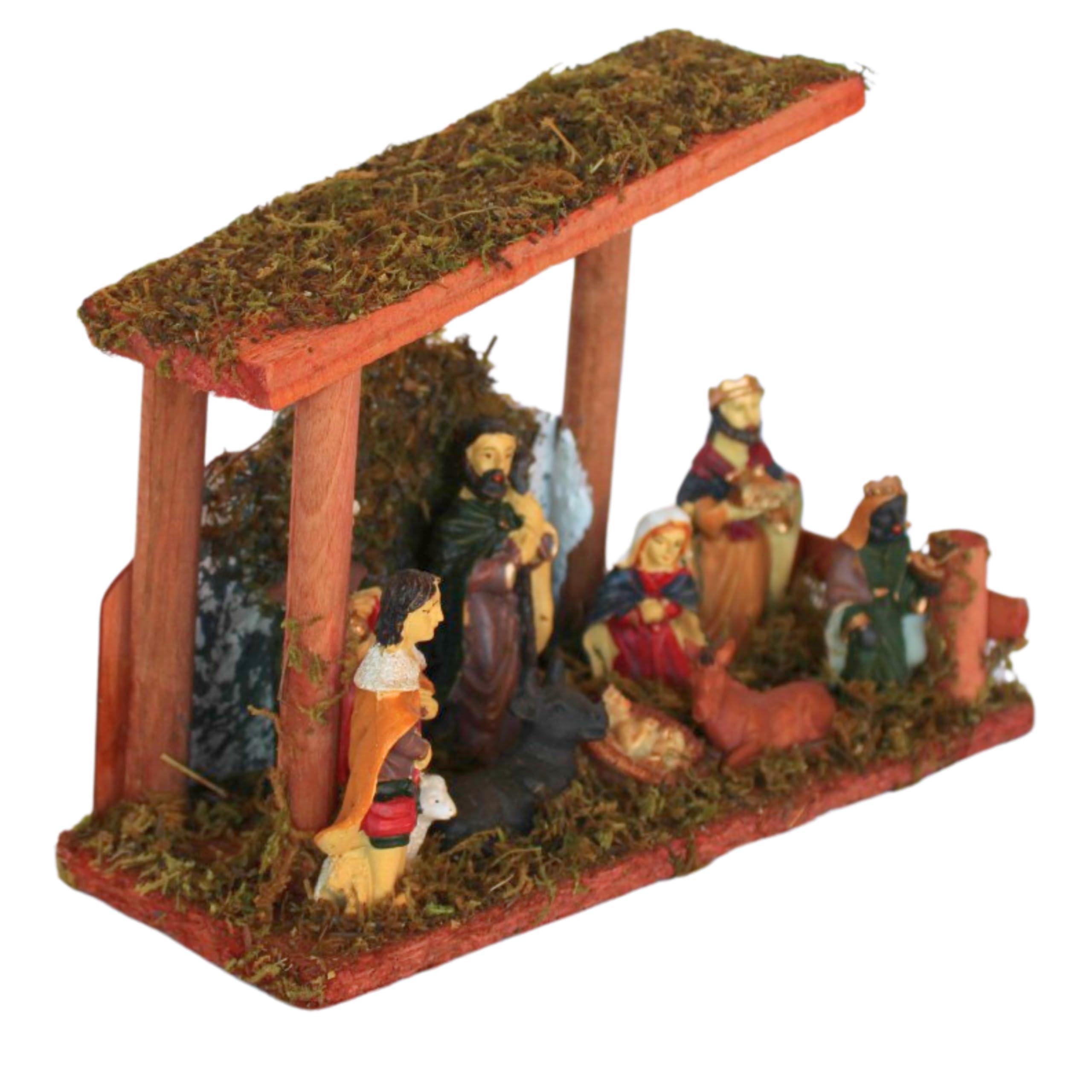 BEST&FREE Belen Navidad Completo con 9 Figuras Belen Navidad 20x15cm. Incuido Portal De Belen o Pesebre para Belenes De Navidad. Completa Tu Portal De Belen con Las Figuritas De Belén.