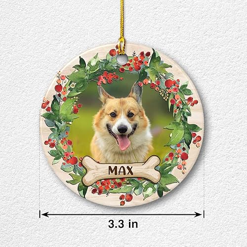 Vista 55 de SANDJEST Adornos personalizados de cerámica con foto personalizada para cachorros de primera Navidad 2024 para amantes de los perros, corazones