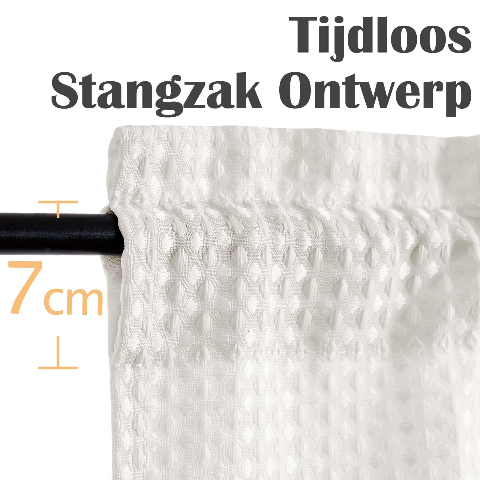 TOPICK Ondoorzichtige vitrage voor de keuken, wit, bistrogordijn met tunnelzoom, gordijnen met wafelpatroon, lichtdoorlatend, keukengordijnen voor kleine ramen, verduistering, landhuis, set van 2, 90