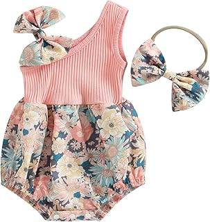 Newborn Baby Girl Clothes Romper Outfit One Shoulder Floral Romper Jumpsuit Infant Bodysuit Baby Girl Summer Clothes