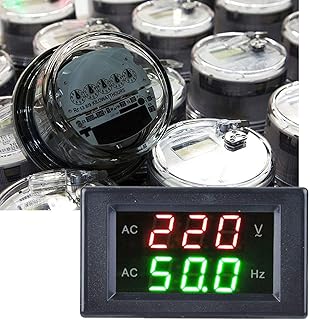 Voltage Frequency Meter, AC 80-500V Digital Voltmeter Ammeter, Generator Dual Display LED Digital AC Voltmeter Frequency Meter Testing Tool (Black)