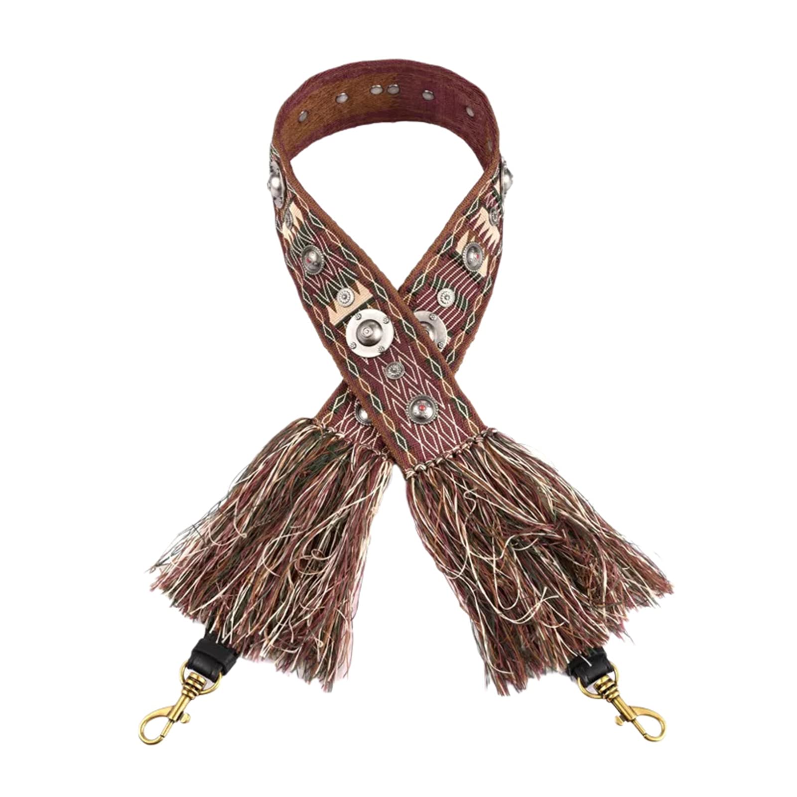 Torebki Zapasowy pasek na ramię, pasek do torebki, wymienne paski do torebek, 105 cm Płócienny pasek do torby w stylu boho Zamienny pasek na ramię z frędzlami i nitami Ozdobny pasek na ramię do torby