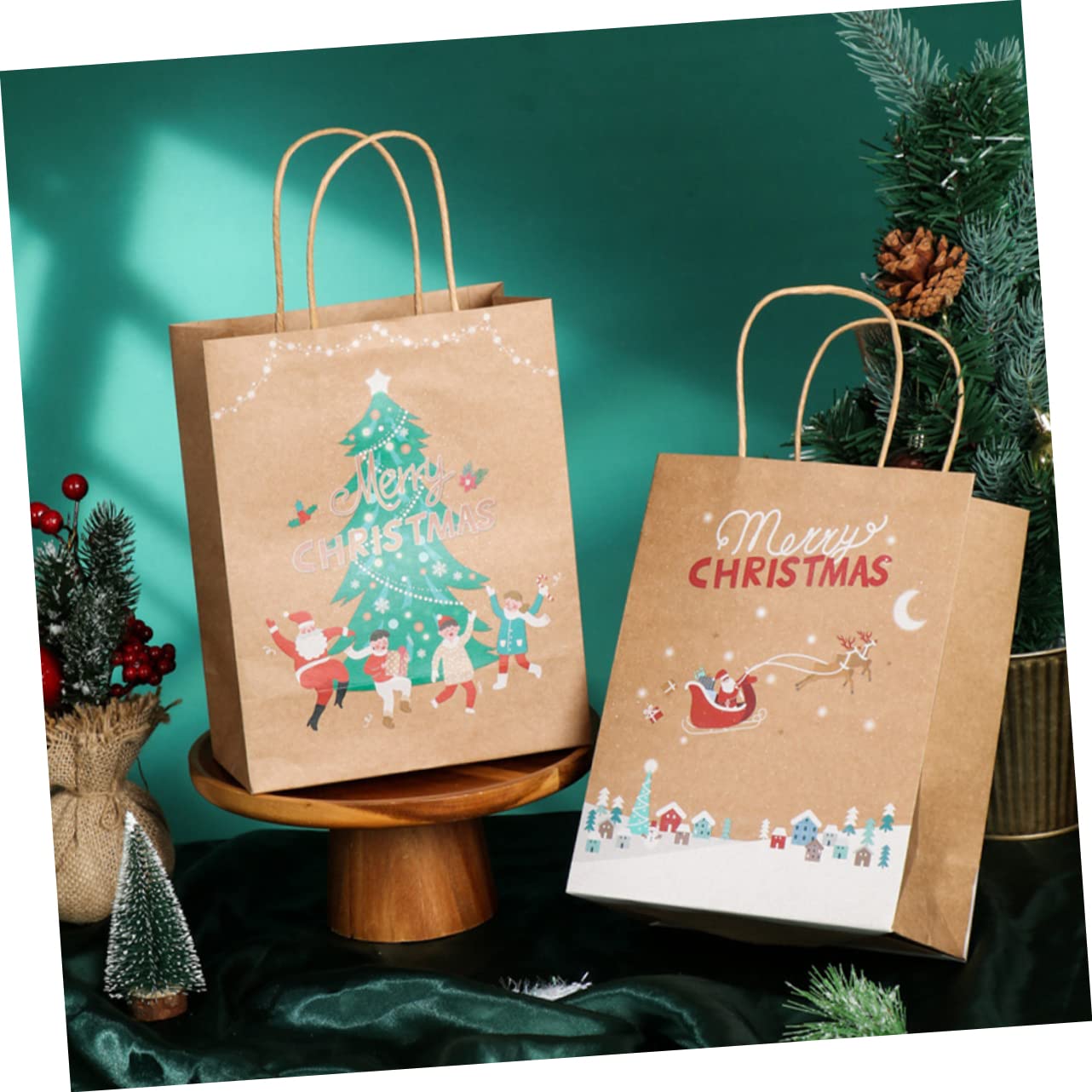 SOLUSTRE 25pezzi Borse Regalo Di Natale in Carta Buste Per Dolcetti e Bomboniere Per Feste Natalizie Caramelle Cioccolatini e Piccoli Regali