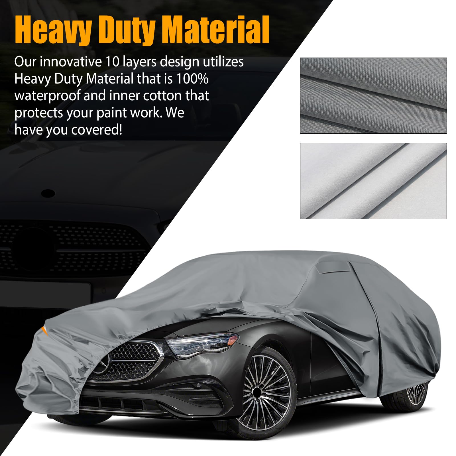 Waterproof Premium Car Covers Replace for 2006-2025 Mercedes Benz E-Class E250 E300 E350 10 Layers Heavy Duty All — view 3