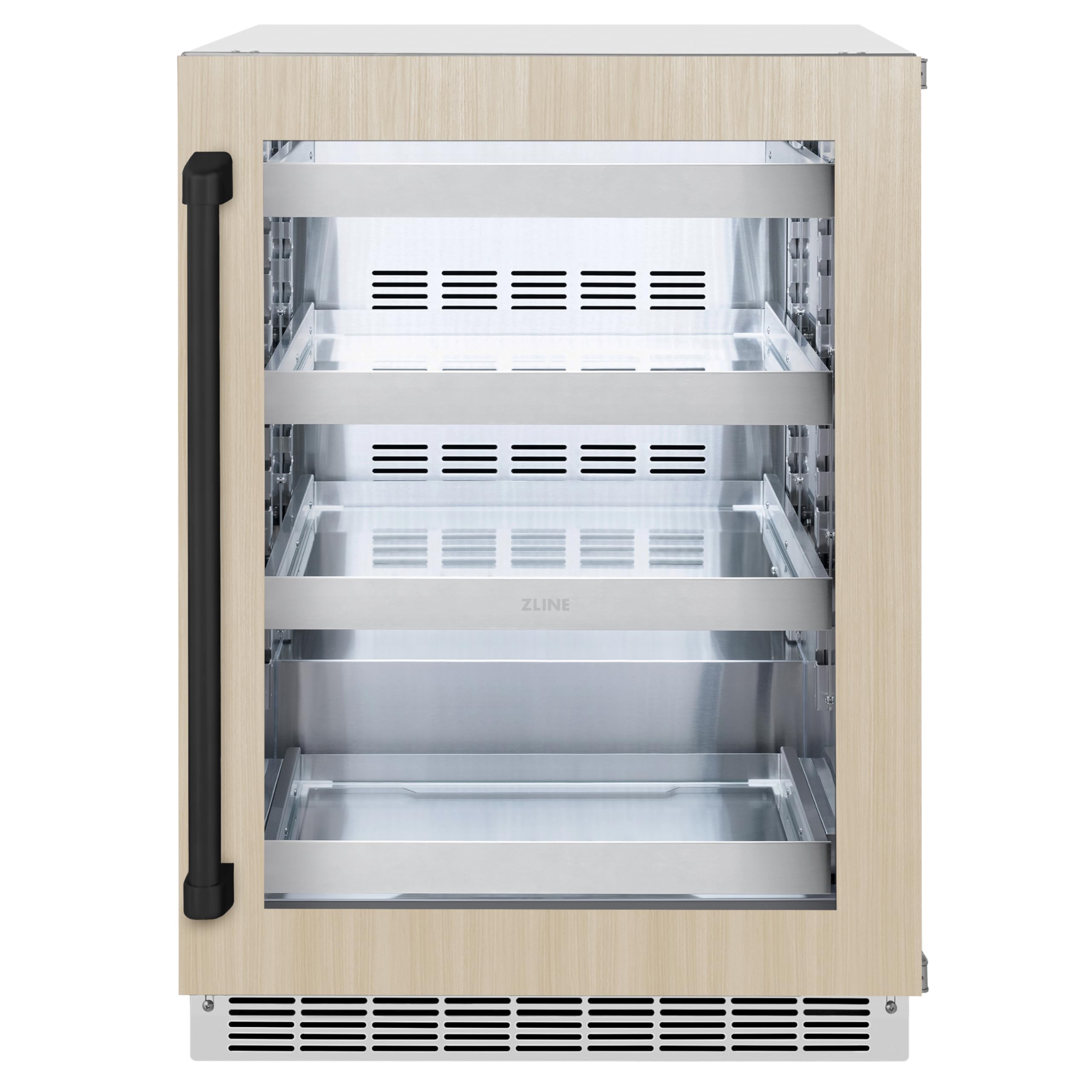 ZLINE Autograph Edition 24 In. Touchstone 151 Can Beverage Fridge With Panel Ready Glass Door And Matte Black Handle (Rbspoz-24-Mb) on Fridge.com - View 2