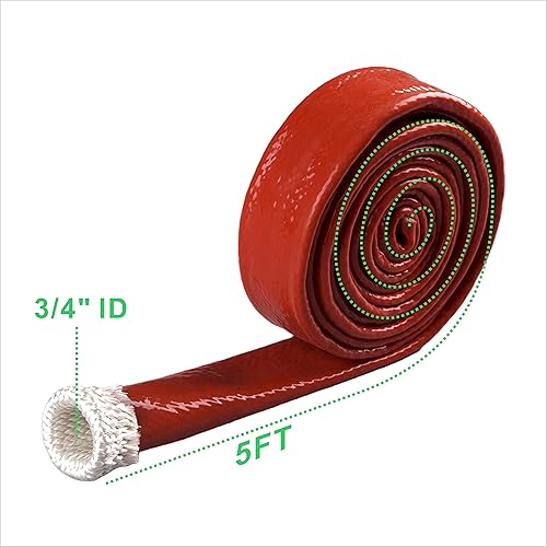 Miniatura 3 de Funda de protección contra incendios de fibra de vidrio recubierta de silicona de 34 pulgadas de diámetro interior x 5 pies para líneas de mangueras