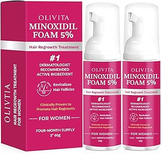 5% Minoxidil Foam for Women Hair Growth: Extra Strength Hair Regrowth Treatment – Revitalize Hair Follicles & Regrow Thicker, Fuller Hair – Hair Loss Solution - 2x60ML