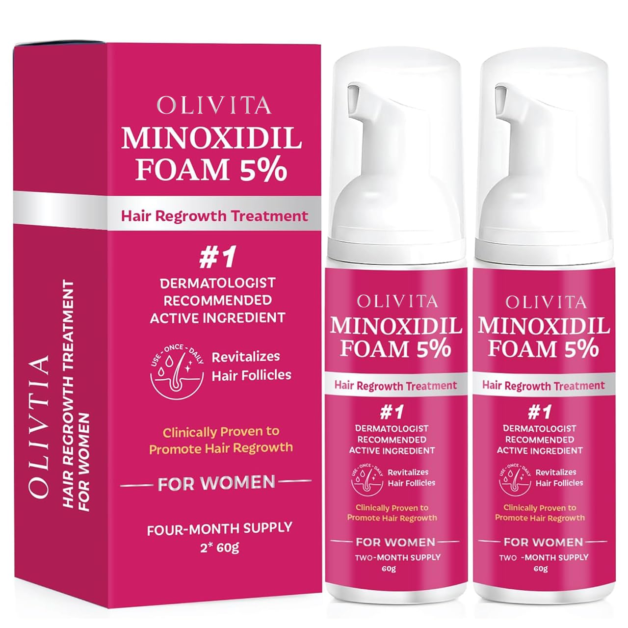 5 Minoxidil Foam for Women Hair Growth Extra Strength Hair Regrowth Treatment Revitalize Hair Follicles Regrow Thicker Fuller
