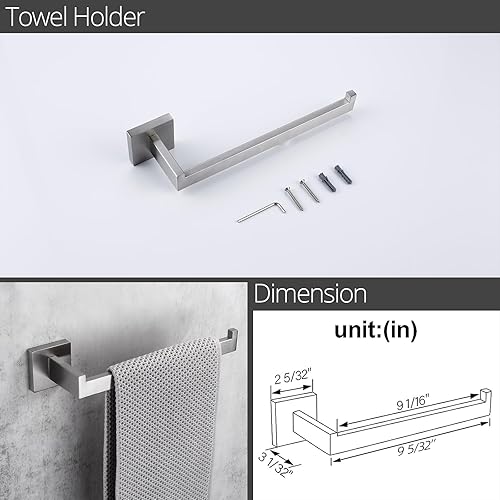 Miniatura 7 de BAGNOLUX Juego de accesorios de baño de 4 piezas, juego de toallero de baño de acero inoxidable SUS304, juego de toallero para montaje en pared,