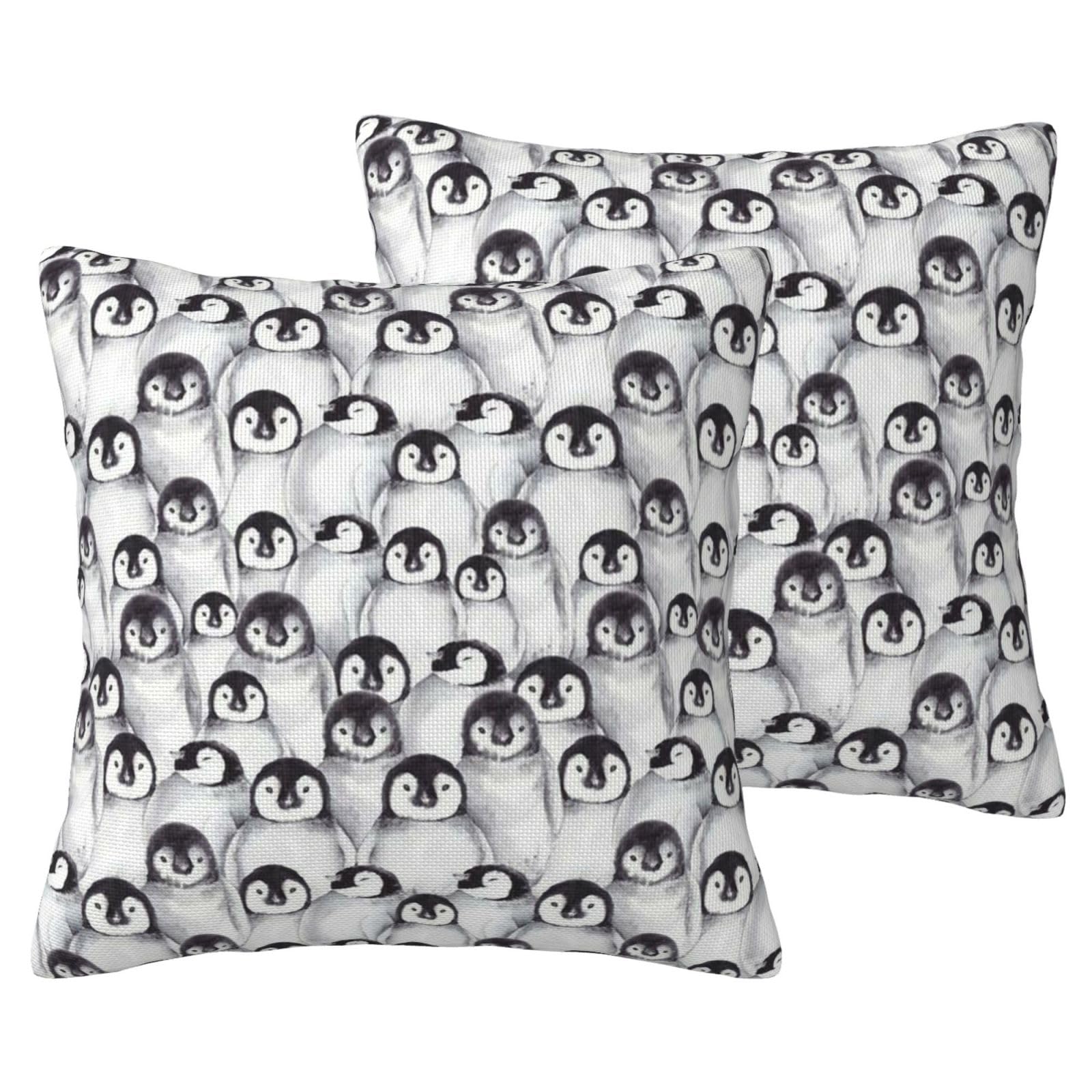 Housses de coussin en imitation lin pingouins au design raffiné pour décoration haut de gamme