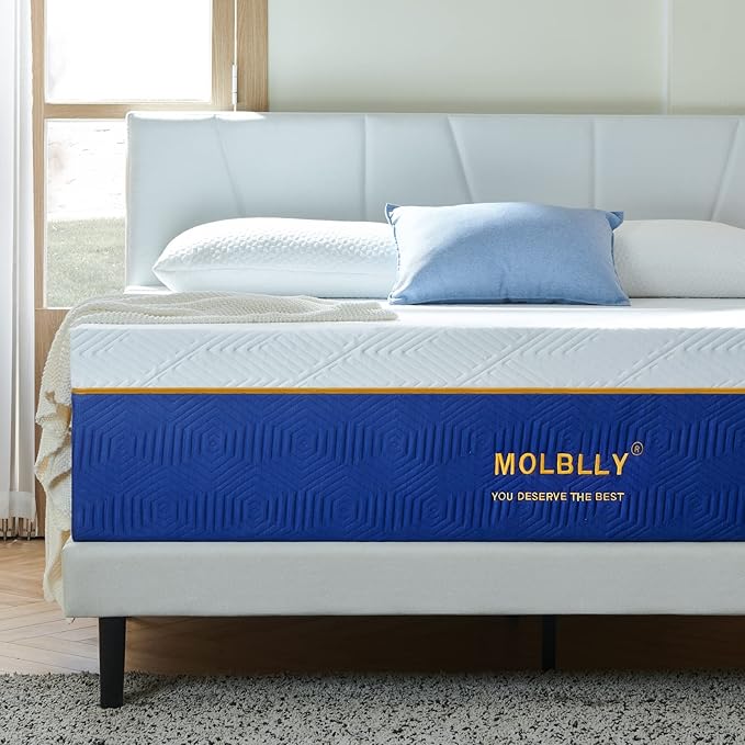 Molblly Queen Mattress, 10 Inch CoolingGel Memory Foam