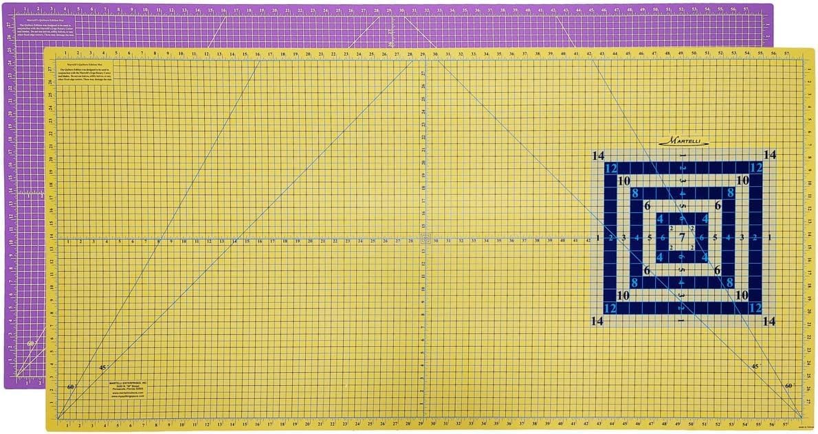Martelli - Extra Large Color Contrasting Self Healing 30x60 Cutting Mat - for Fabric Cutting - Fabric & Sewing Room Supplies for Sewing, Quilting, & Fashion Design - Double Sided Mat
