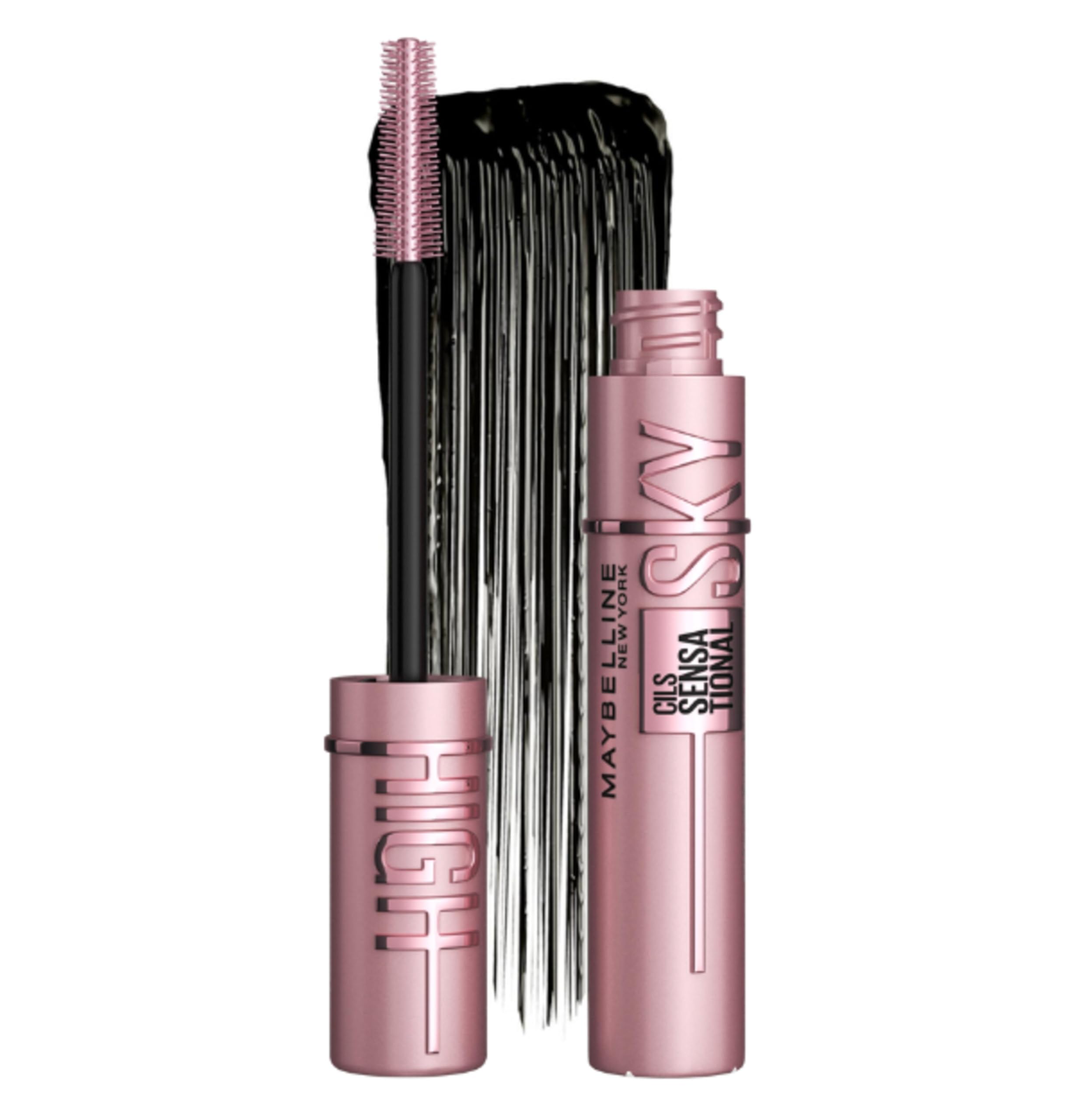 Maybelline New York - Mascara Volume Intense et Longueur Illimitée - Formule Enrichie en Extraits de Bambous et de Fibres - Sky High - Teinte : Very Black - 7,2 ml