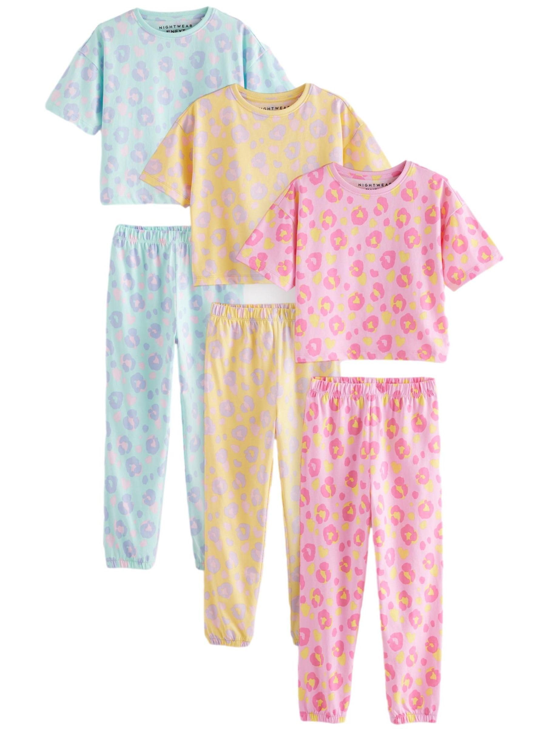 NEXT Mädchen 3er-Pack Schlafanzug mit Jogginghose und Animal-Print