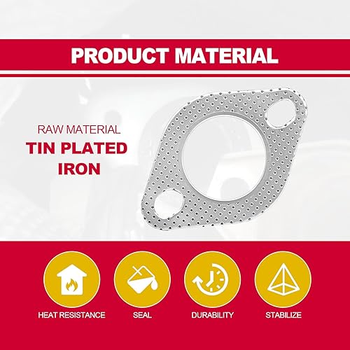 Miniatura 10 de 2 unids junta de colector de escape estándar 2.5 "2-Bolt Junta de brida de escape de reemplazo de la junta de escape del coche Accesorios de coche