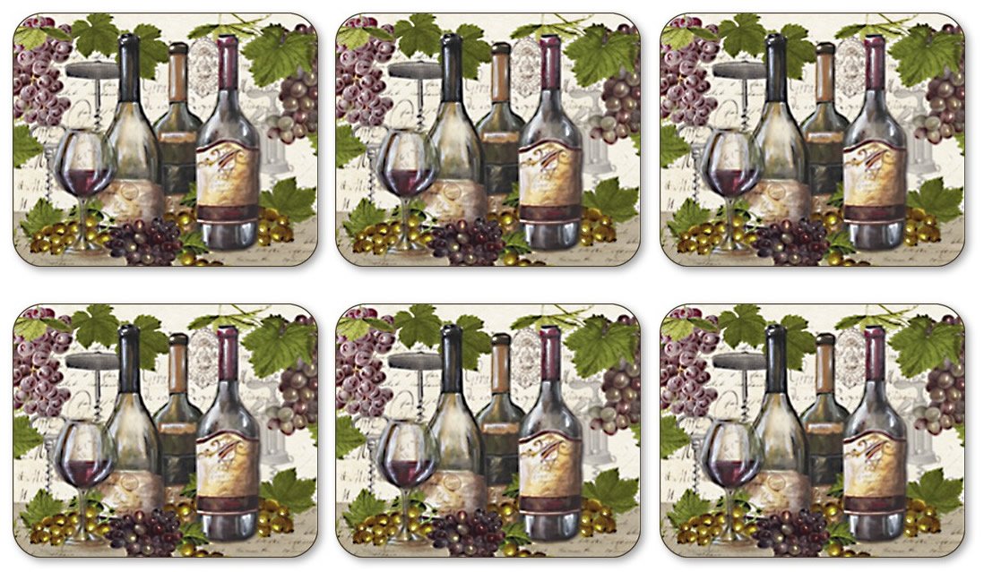 Dessous-de-verre vintage vins anti-taches : protection élégante avec le lot de 6 dessous de verre