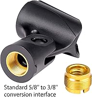 Vista 4 de Soporte universal de clip para micrófono con adaptadores de tuerca de 5/8" a 3/8", negro, paquete de 5