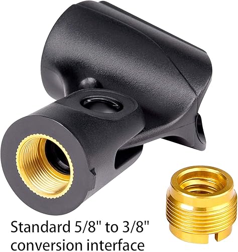 Miniatura 4 de Soporte universal de clip para micrófono con adaptadores de tuerca de 58" a 38", negro, paquete de 5