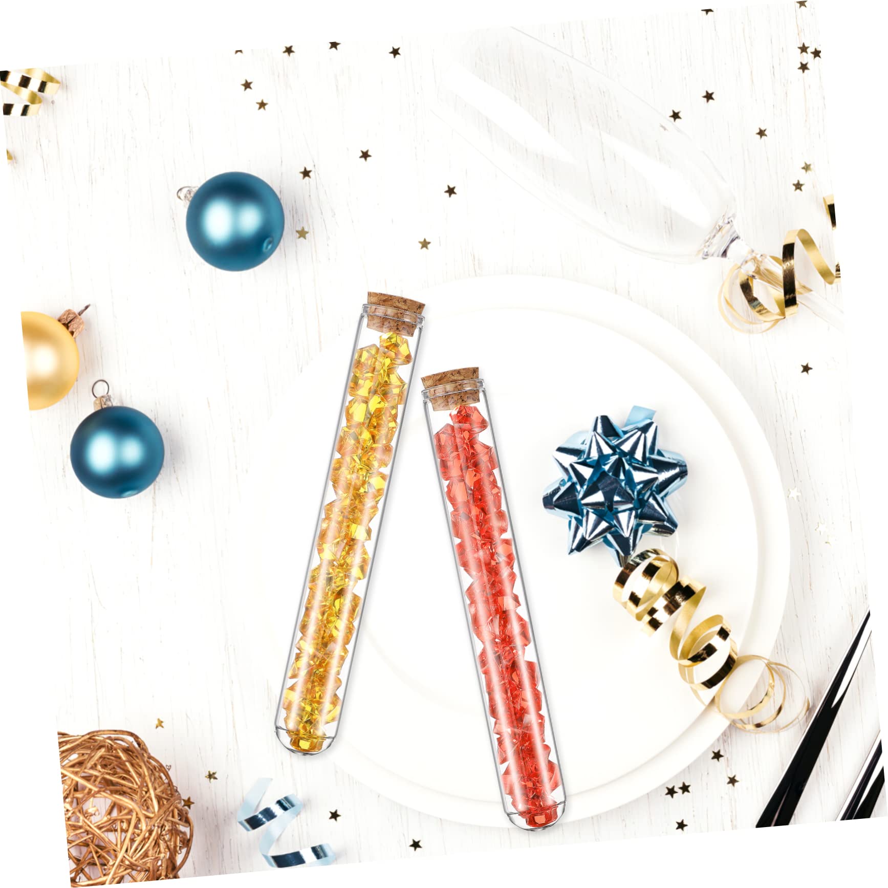 MUSISALY 16 Pcs Test Tubes with Lids Glass Test Tubes Test Tube Bottles Test Lab Tubes Wood Glass Plastic