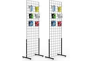 Bonnlo 6' x 2' Grid Wall Display Tower with T-Base Floorstanding