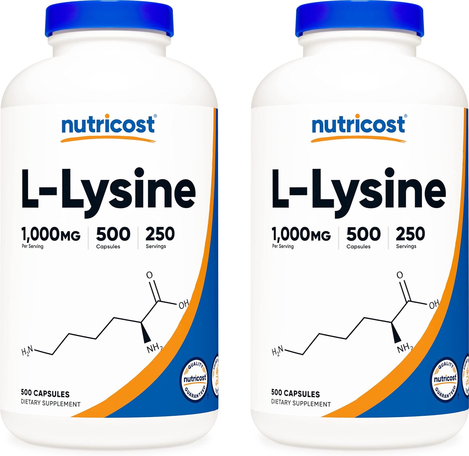 Nutricost L-Lysine 500mg (1000mg Serving) - 2 Bottles
