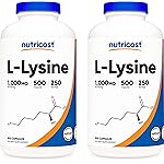 Nutricost L-Lysine 500mg (1000mg Serving), 500 Capsules (2 Bottles)