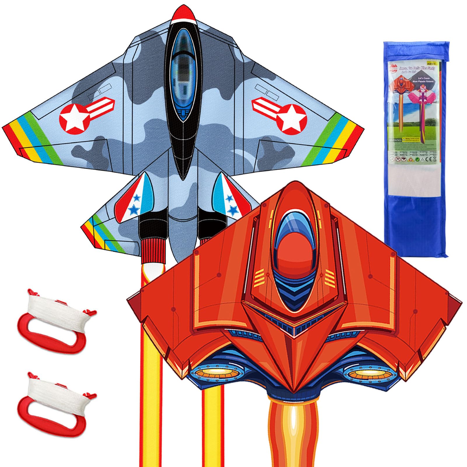 Huge Kites for Kids and Adults, Kids Kites for 4-8 Years, Easy to Fly, Outdoor Beach Toys for Birthday Gifts for Boys and Girls over 3 4 5 6 7 8 Years old - Airplane Kites 2 packs