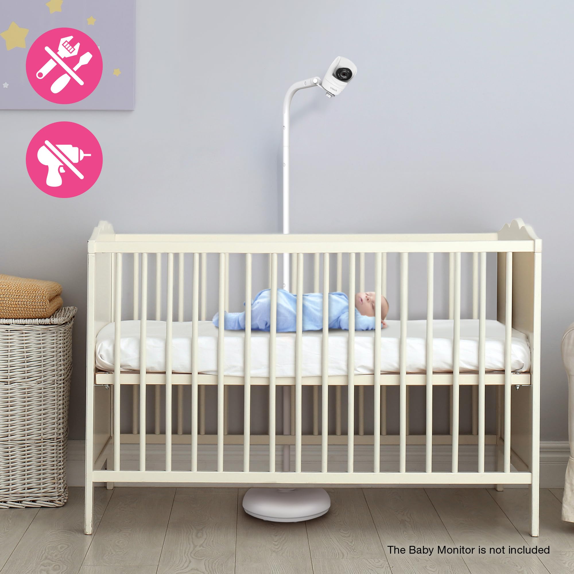 VTech Support au Sol pour Moniteur de bébé Compatible avec la Plupart des moniteurs de bébé, Support de caméra pour bébé, sécurité pour Chambre d'enfant