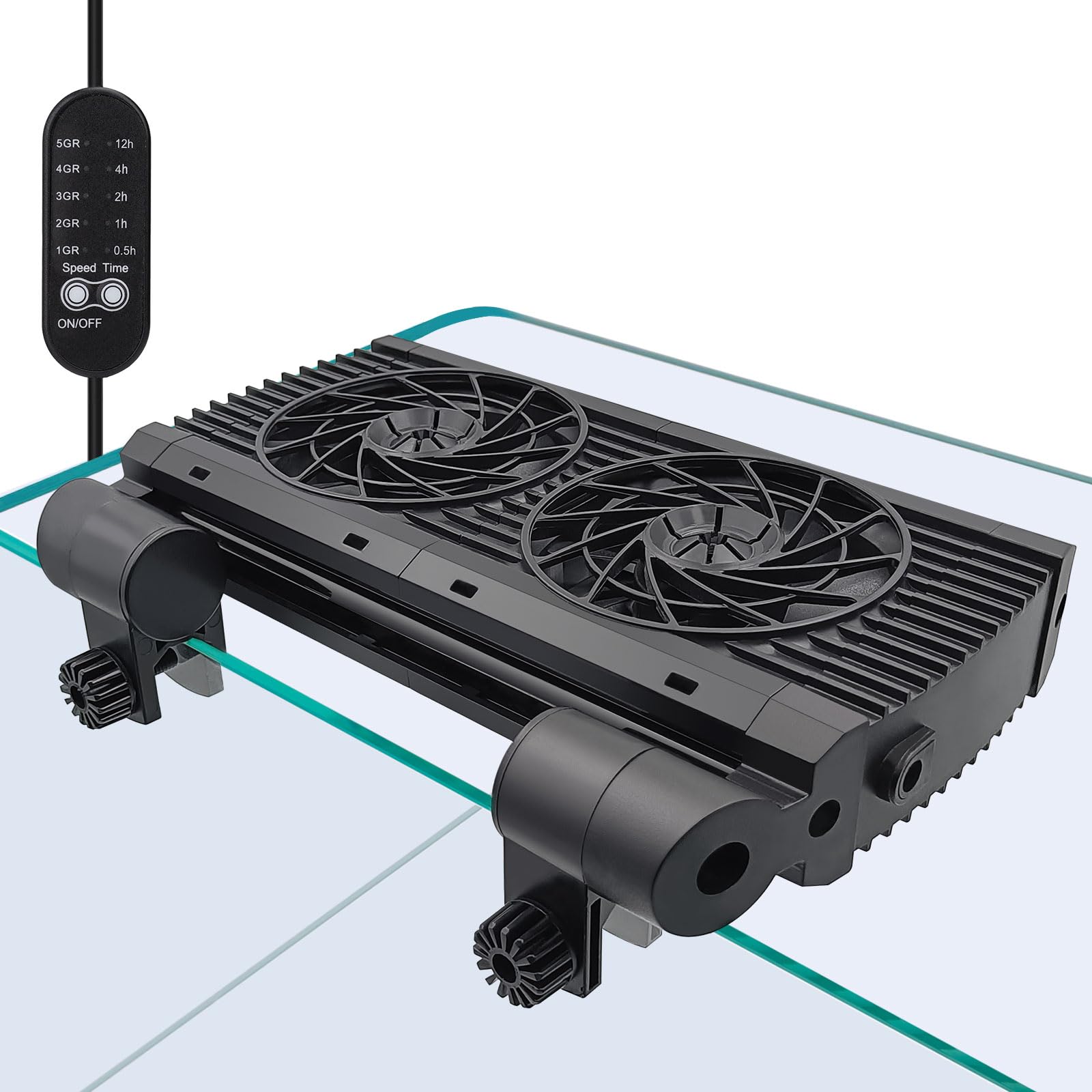 DEGGOX Upgrade Aquarium Fan with Memory Function,Fish Tank Cooling Fan,Aquarium Cooler Water Chiller for Axolotl Betta Fish Accessories with Adjustable Speed and Timer