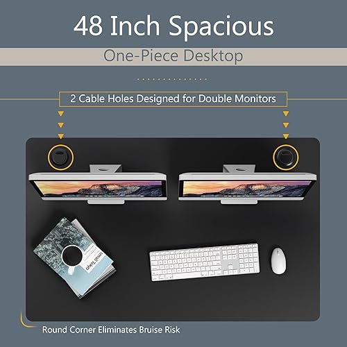 Miniatura 17 de Tangkula Escritorio eléctrico de pie con motor doble, estación de trabajo de 48 x 30 pulgadas de altura ajustable para computadora con controlador