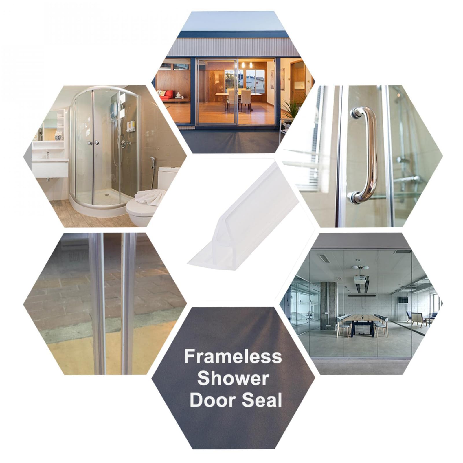 T-Shaped Shower Door Seal Strip - White, 1.37" Wide X 20 Ft Long, For Glass Shower Doors - View #11