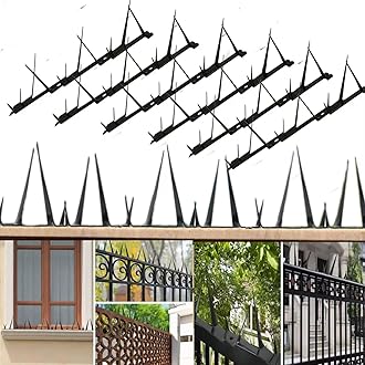Sponsored Ad - 6 Pack Heavy Duty Anti Climb Metal Spikes, 37.5cm x 4.5cm x 8.5cm Black Galvanized Steel Fence Toppers, Intruder/Raccoon/Dog Deterrent for Fences/Walls - Weatherproof Security Barrier