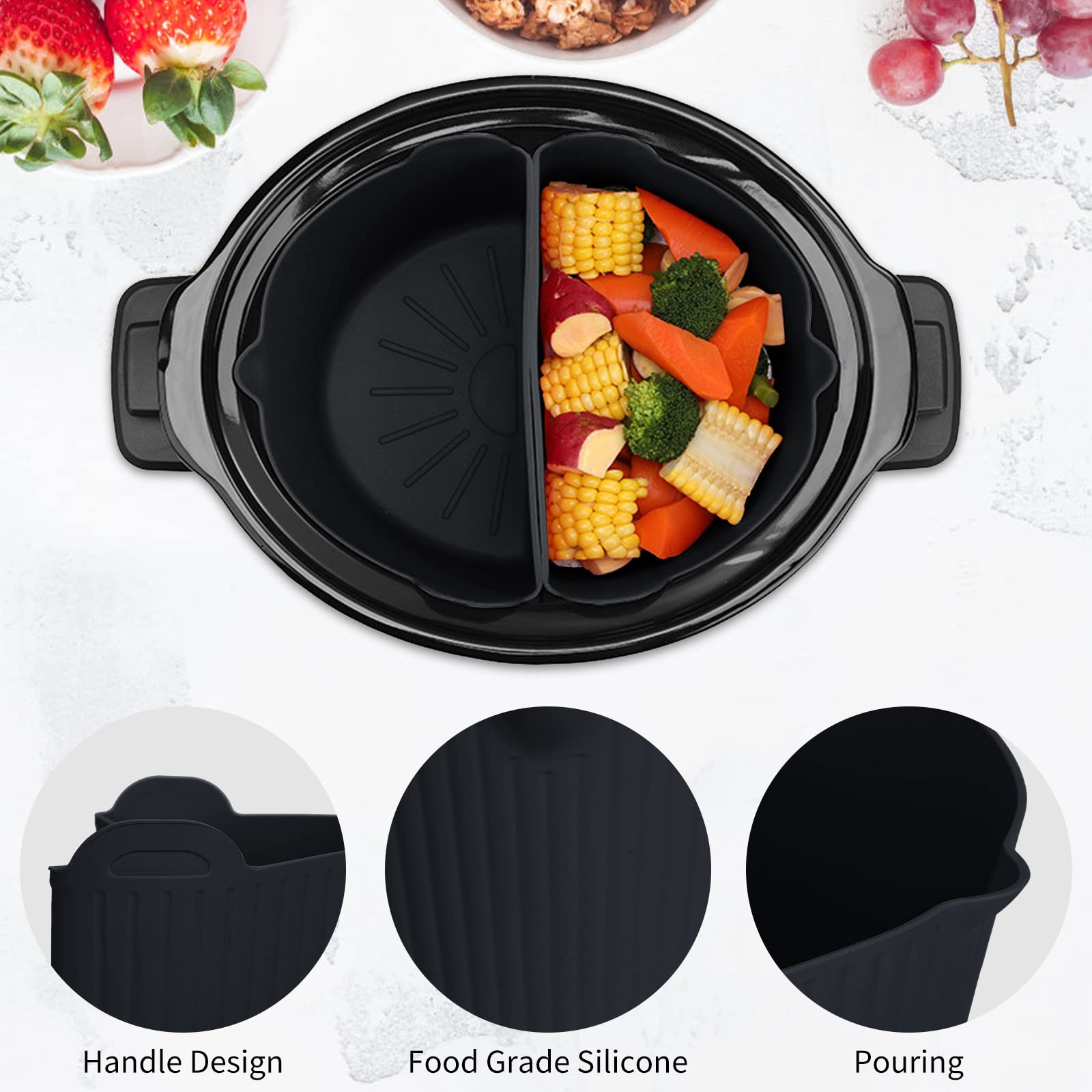Darbermu Slow Cooker Liner, 2pcs Silicone Slow Cooker Divider Liners for Crockpot 6-7QT - Image 4