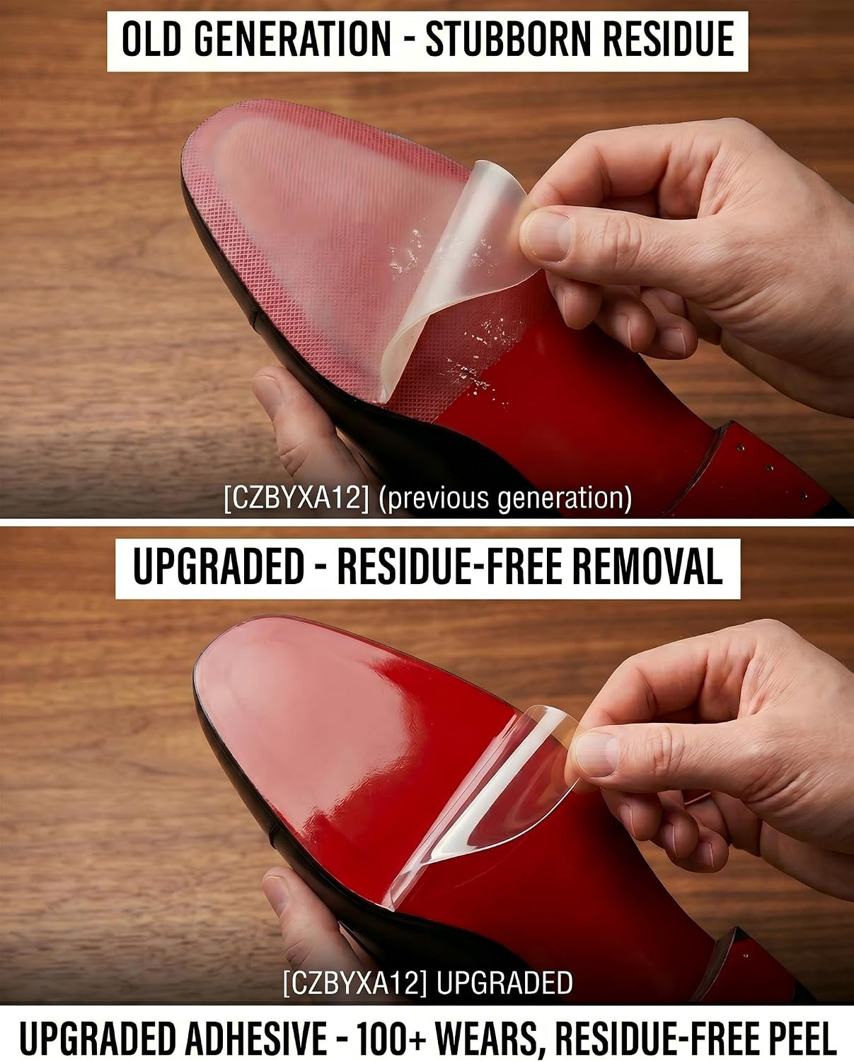 Red Bottom Sole Protector, Crystal Clear Sole Guard Compatible with Christian Louboutin Heels, 4.5" Wide Non-Slip Shoe Pads, Upgraded Residue-Free Bottom Grips Protection (10"x4.5", 4 Pcs)