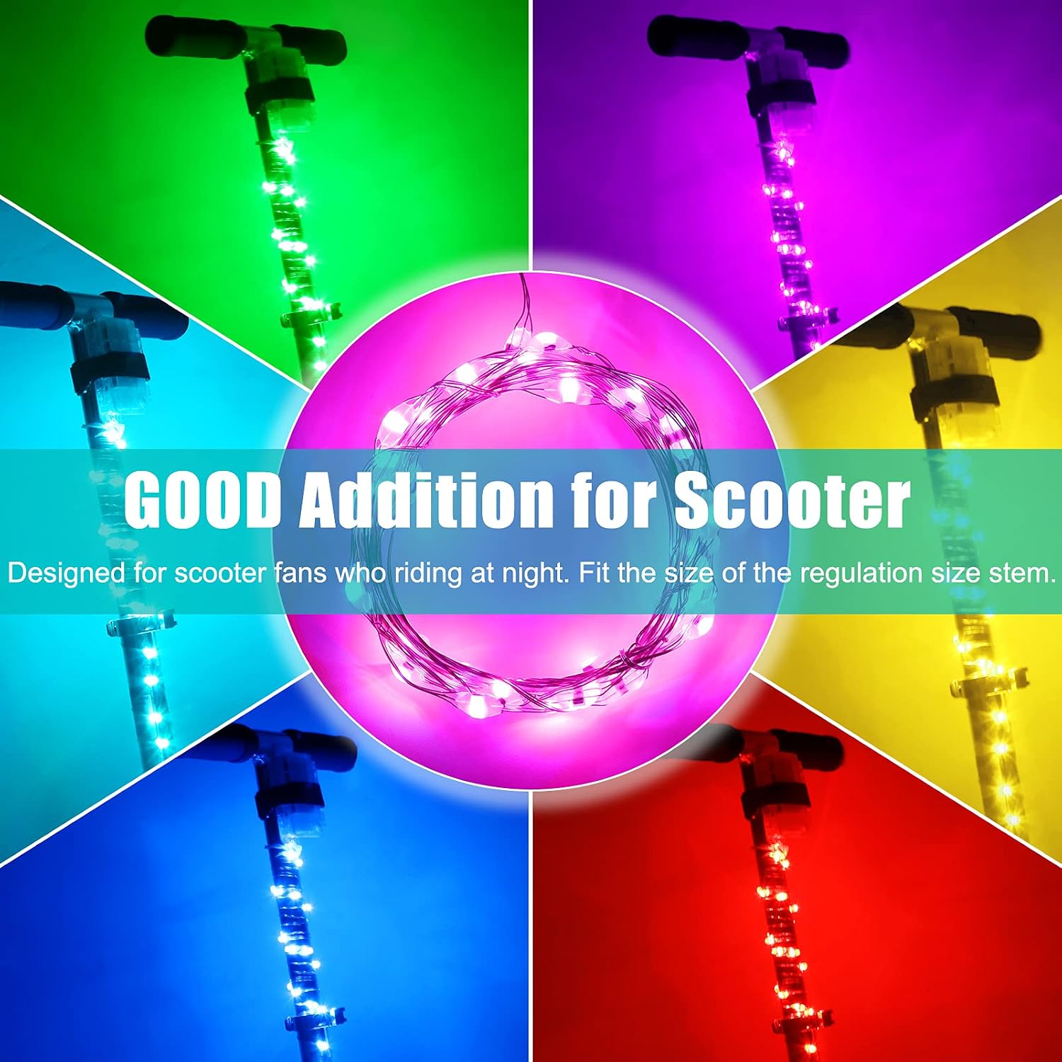 Waybelive LED Scooter&Skateboard Lights, 16 Colors Remote Control | Waterproof, Shockproof, Super Bright to Display at Night, Good Gift for Kids