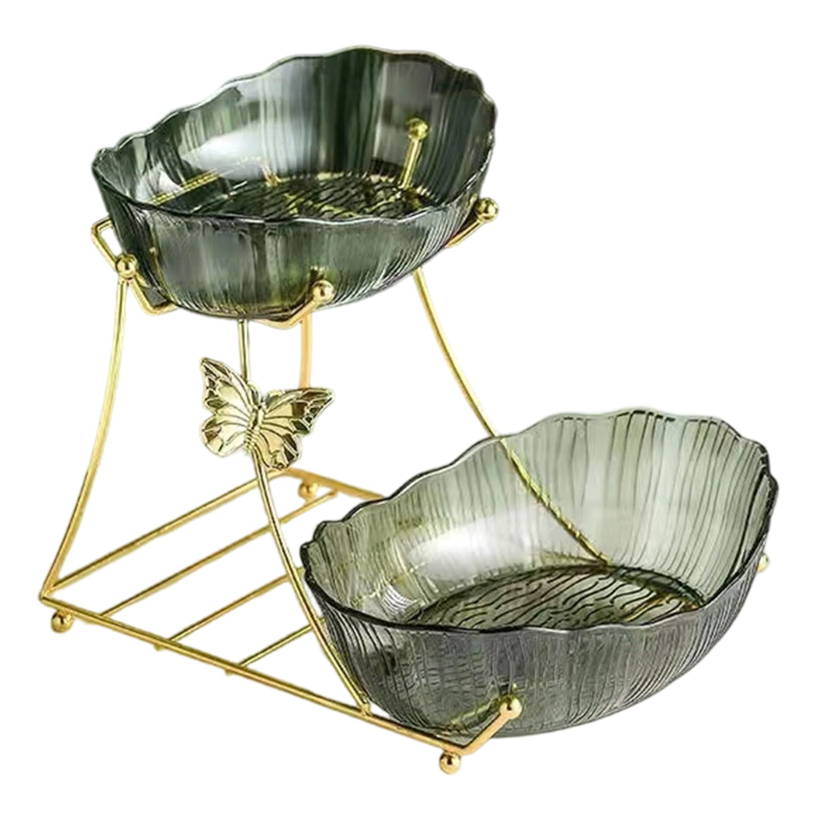 Xinsheinelry Serving Platters for Fruits Pastries Snacks 2 Tiers Metal Dessert Elegant Multifunctional Fruit Bowl Outdoor Outdoor Meal Tray