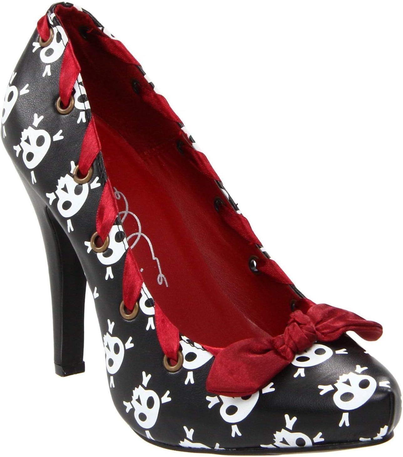 Ellie Women's '400-Ahoy' Black Patent Skull Print Pumps 9