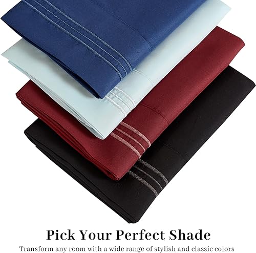 Miniatura 8 de YIYEA Juego de 4 fundas de almohada de microfibra cepillada ultra suave 1800, tamaño estándar, resistentes a las arrugas (20 pulgadas 30 pulgadas)