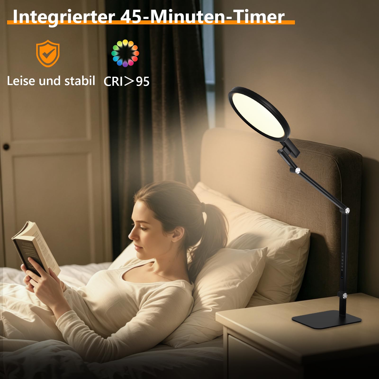 Schreibtischlampe Led Dimmbar, 5 Farben und 5 Helligkeitsstufen | Tischlampe mit USB-Ladeanschluss Touch-Steuerung für Kinder, Schlafzimmer, Lektüre, Büros
