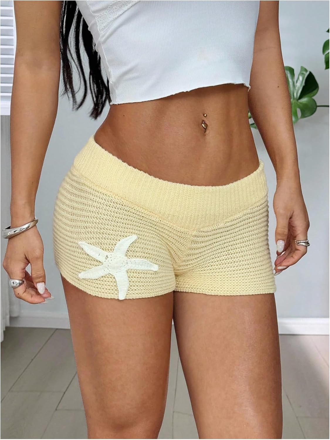 SOLY HUX Women's Micro Shorts Y2k Knit Elastic Low Rise Mini Shorts Loungewear - Image 3