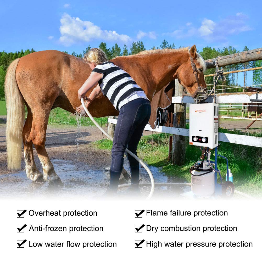 Camplux Pro 6L 1.58 GPM Outdoor Portable Propane Tankless Water Heater With  1.2 GPM Water Pump - Amazon.com