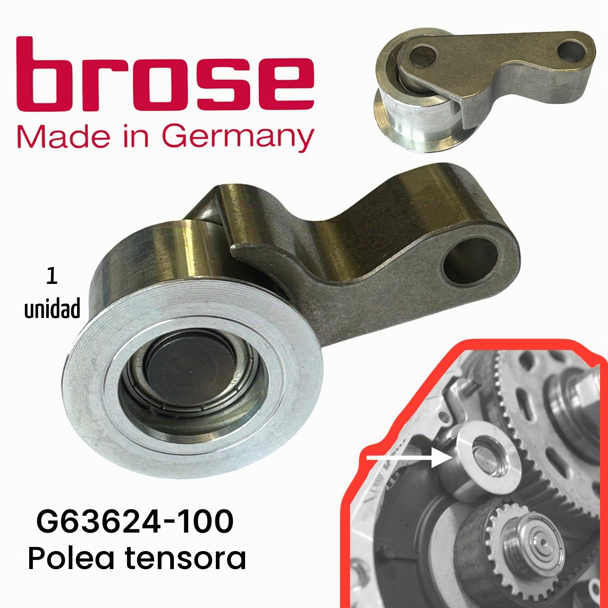 BROSE Correa dentada de repuesto para motor de Ebike Polea tensora Polea Tension Pulley C, T, TF, S y MAG Número de pieza de repuesto: G63624-100