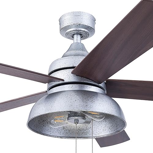 Miniatura 18 de Prominence Home Brightondale, 52 Inch Industrial Style Indoor/Outdoor Ceiling Fan with Light, Pull Chains, Dual Mounting Options, 5 Dual-Finish