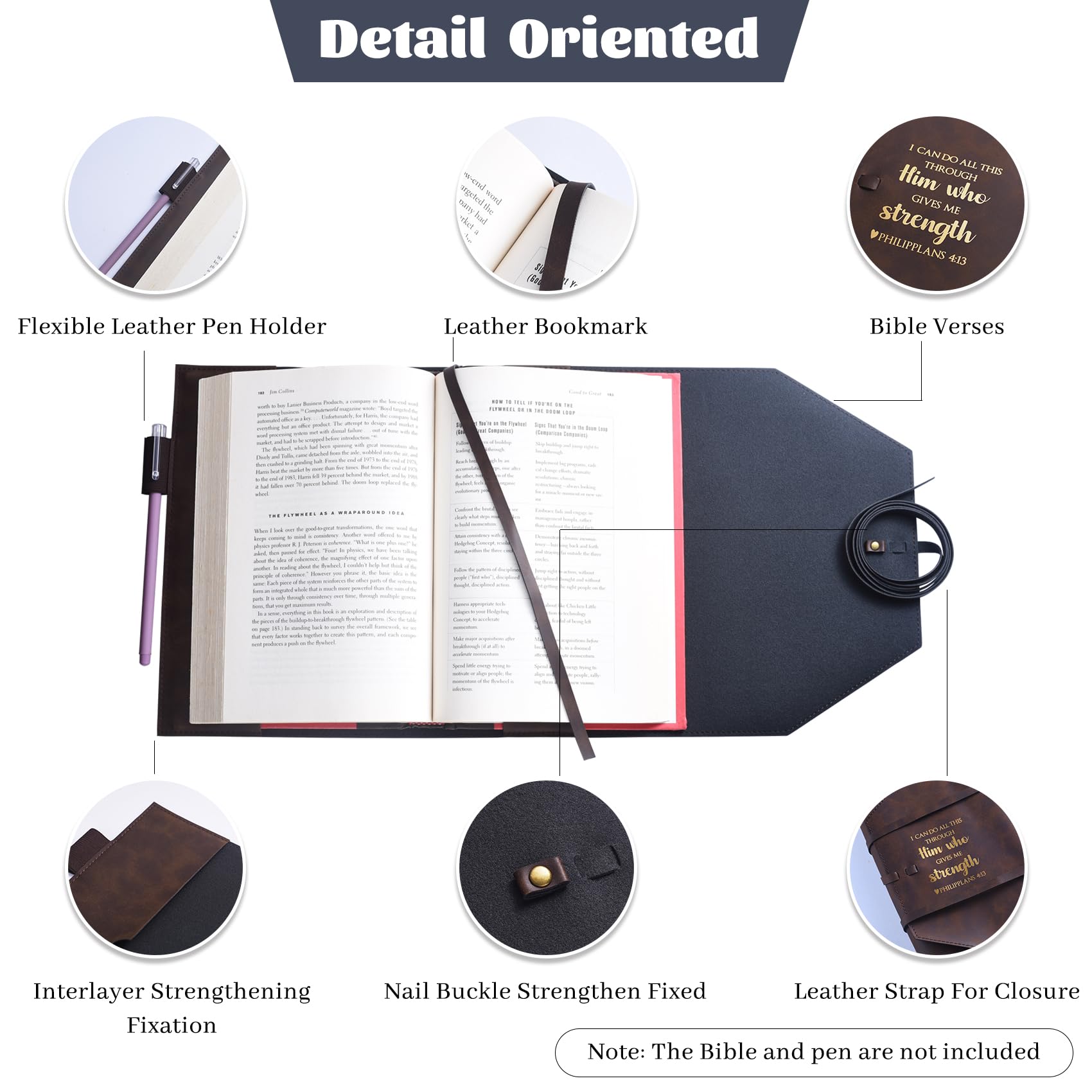 LParkin Skórzana okładka biblijna dla mężczyzn i kobiet I CAN DO ALL This THROUGH Him Who GIVES ME Strength Biblia Wrap Around Strap Bible Cover Gifts