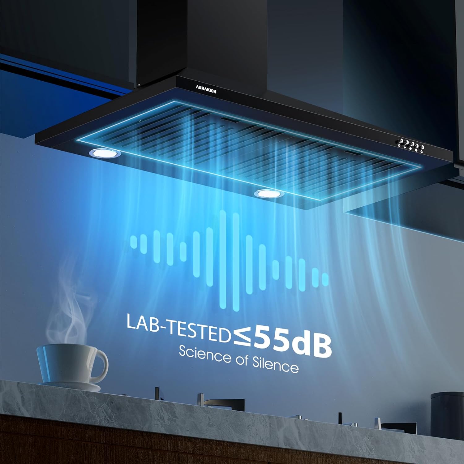 Black Range Hood 30 inch | 450CFM Wall Mount Kitchen Hood | TRUE-COLOR 5500K LEDs, Steel Baffle Filters, Ducted/Ductless Convertible (Charcoal Included)