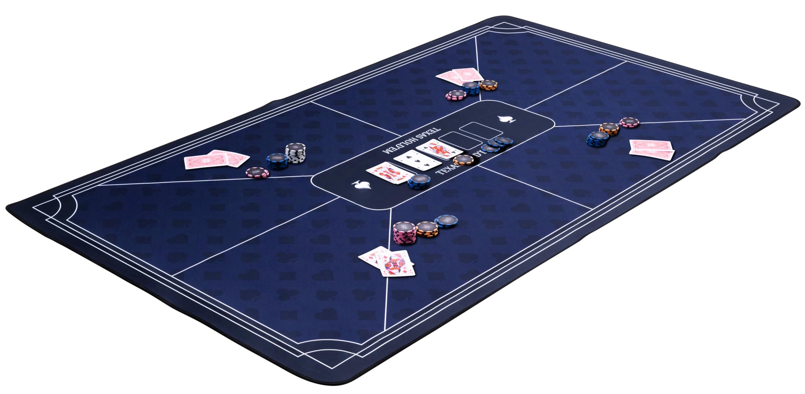 Engelhart Pokermatte Blau 140x80 cm – Große Poker Tischauflage mit Rutschfester Gummiunterseite, Faltbare Poker Matte für Texas Holdem, Blackjack & Casino Kartenspiele - 320995