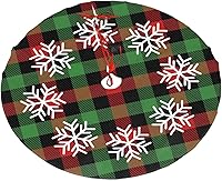 Vista 16 de Falda de árbol de Navidad, adornos rojos para árbol de Navidad de felpa suave blanca con patrón nevado para decoraciones de fiesta de vacaciones, 36