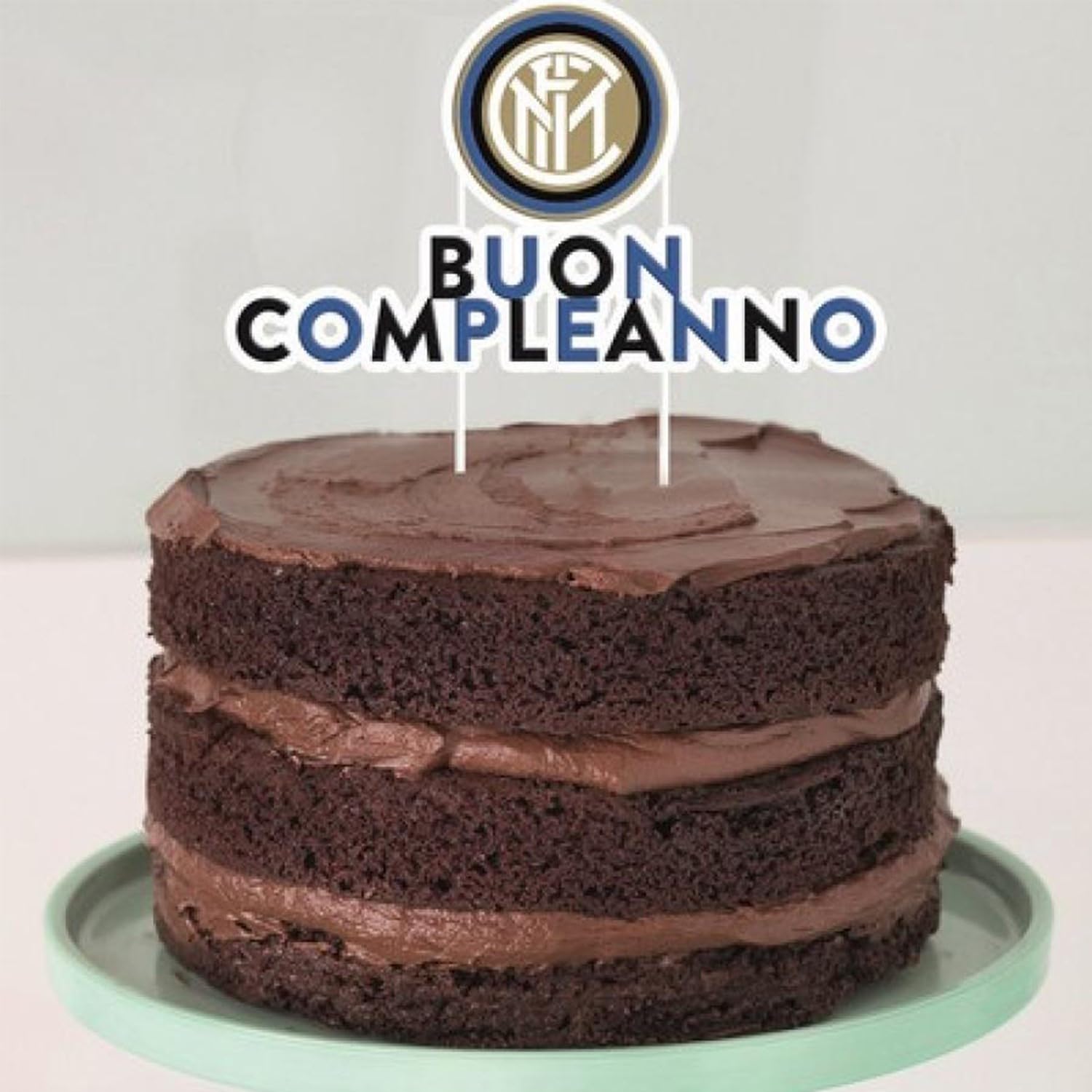 Topper Torta Compleanno Tema Inter | Decorazione Cake | 18x19 Cm | Per Feste Bambini E Adulti