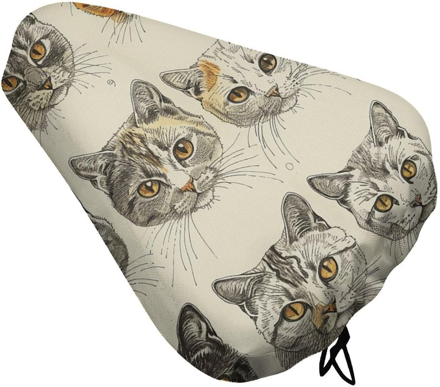 Soft Padded Cat Heads Bike Seat Cover, Waterproof Comfort Cushion for Men Women with Drawstring, Extra Wide Stationary Bike Seat Cushion Fit for Bicycle Mountain Exercise Road Bikes